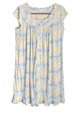 Eileen West Nightgown S Floral Cotton Modal Lace Trim Cottagecore Short Sleeve